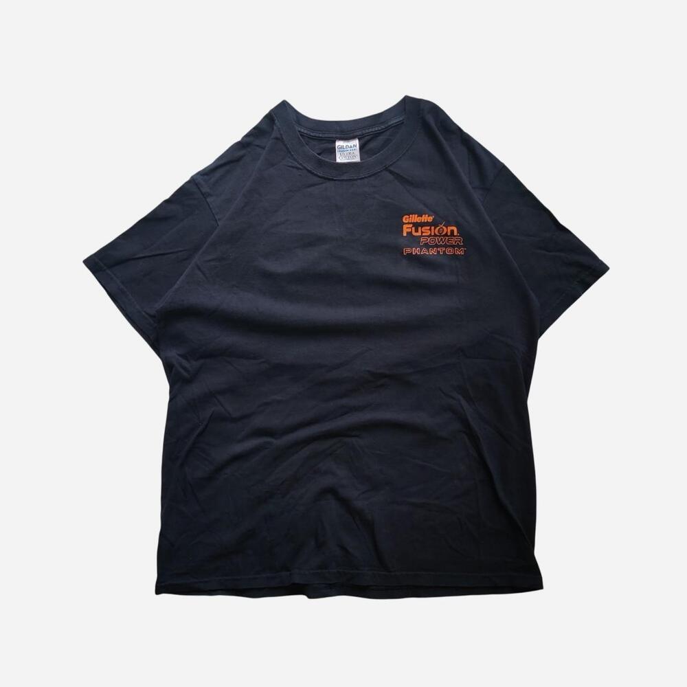 vintage Gillette Fusion Power Phantom black promo t-shirt with orange logo